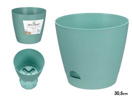 Ibergarden Maceta 30.5 cm Diámetro Verde Plástico (PP) para Jardín Exterior (Set de 12)