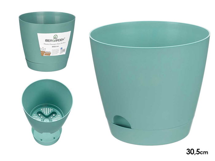 Ibergarden Maceta 30.5 cm Diámetro Verde Plástico (PP) para Jardín Exterior (Set de 12) Ibergarden Maceta 30.5 cm Diámetro Verde Plástico (PP) para Jardín Exterior (Set de 12)