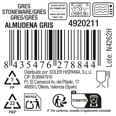 La Mediterranea Mug 200 cc Gris "Almudena" Md (36 Unidades)