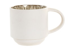 DKD Home Decor Taza Horeca Beige Blanco Gres Esmaltado 390ml Apto Microondas Lavavajillas (6 Unidades) 13x9x9 cm