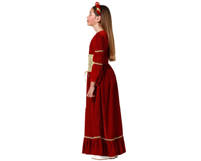 Disfraz Reina Medieval Rojo Niña 3-4 Años Vestido y Diadema Disfraz Reina Medieval Rojo Niña 3-4 Años Vestido y Diadema