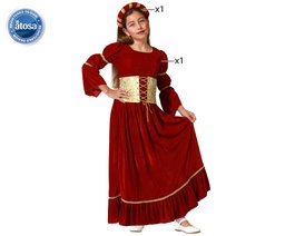 Disfraz Reina Medieval Rojo Niña 3-4 Años Vestido y Diadema