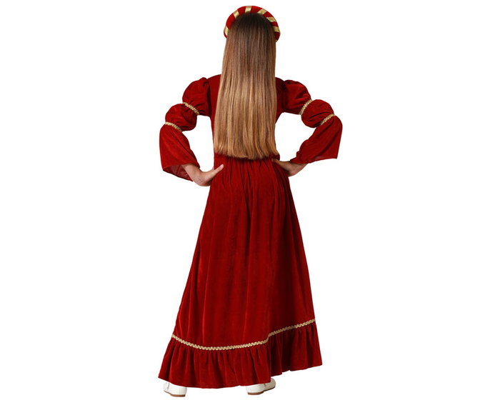 Disfraz Reina Medieval Rojo Niña 3-4 Años Vestido y Diadema Disfraz Reina Medieval Rojo Niña 3-4 Años Vestido y Diadema