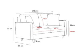 Atelier Del Sofa Sofá-Cama 3 Plazas Crema 210cm