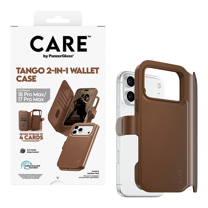 PanzerGlass CARE Tango 2-in-1 Wallet Case Braun m. MagSafe para iPhone 17 Pro Max PanzerGlass CARE Tango 2-in-1 Wallet Case Braun m. MagSafe para iPhone 17 Pro Max
