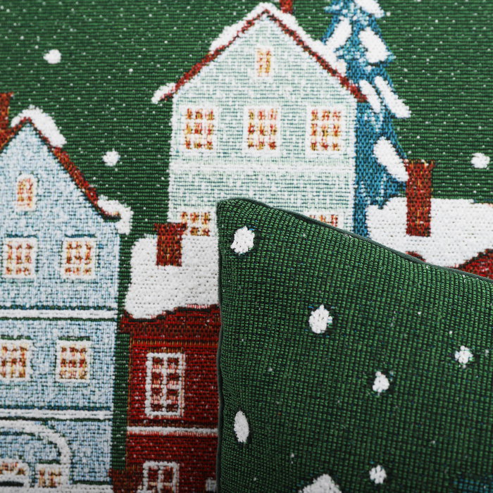 DKD Home Decor Funda Navidad Tradicional Jacquard Burdeos Verde 45 x 45 cm (4 Unidades)