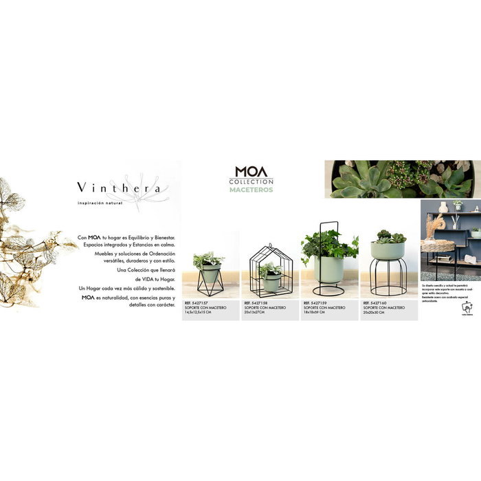 Vinthera Soporte con Macetero Moa Verde 20x20x30 cm (6 Unidades)