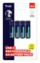 Trust Pack de 4 Pilas AA Recargables 25631 con USB-C