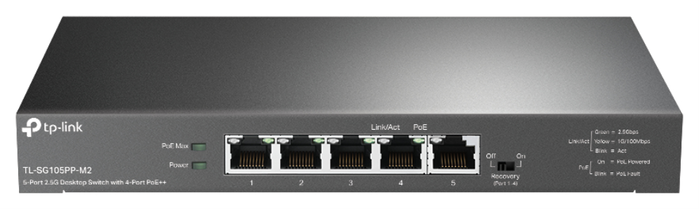 TP-Link TL-SG105PP-M2 Switch de 5 puertos 2.5G con 4 puertos PoE++