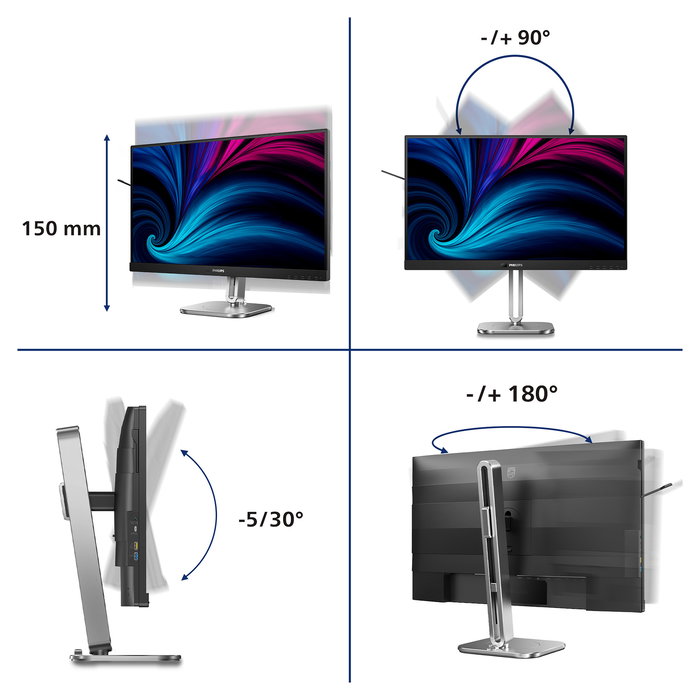 Philips Monitor 27B2U6903 27" 4K UHD IPS USB-C Thunderbolt 100W Negro Antracita