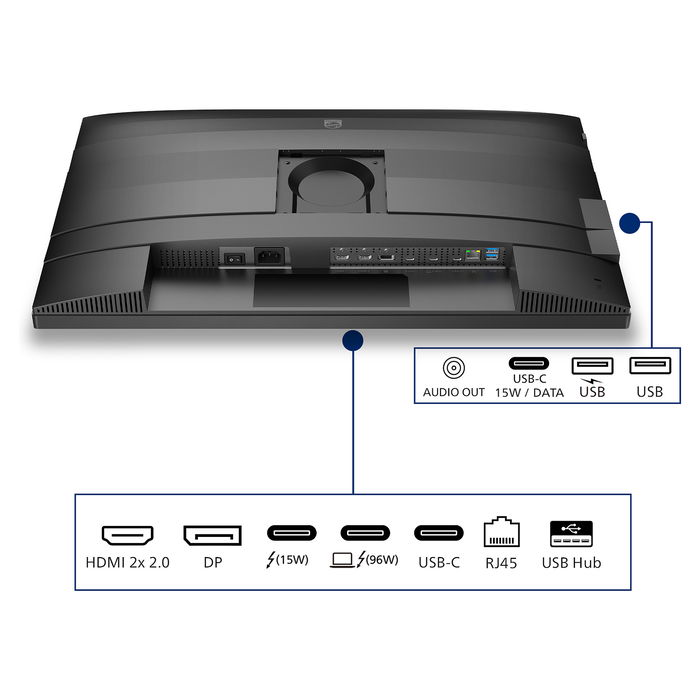 Philips Monitor 27B2U6903 27" 4K UHD IPS USB-C Thunderbolt 100W Negro Antracita