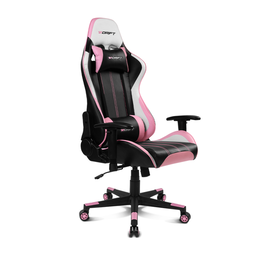 DRIFT Silla Gaming DR175, Silla Profesional para Videojuegos, Asiento Acolchado, Reposabrazos Ajustables 2D, Respaldo Reclinable, Cojines Lumbar y Cervical, Rosa
