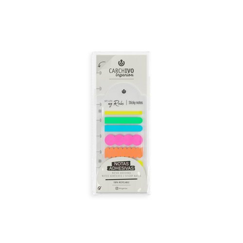 Carchivo Bloc de notas adhesivas Ingeniox irregular colores neón Carchivo Bloc de notas adhesivas Ingeniox irregular colores neón