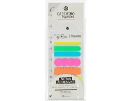 Carchivo Ingeniox Bloc de notas adhesivas irregular colores neón, 180 notas adhesivas 255x75 mm