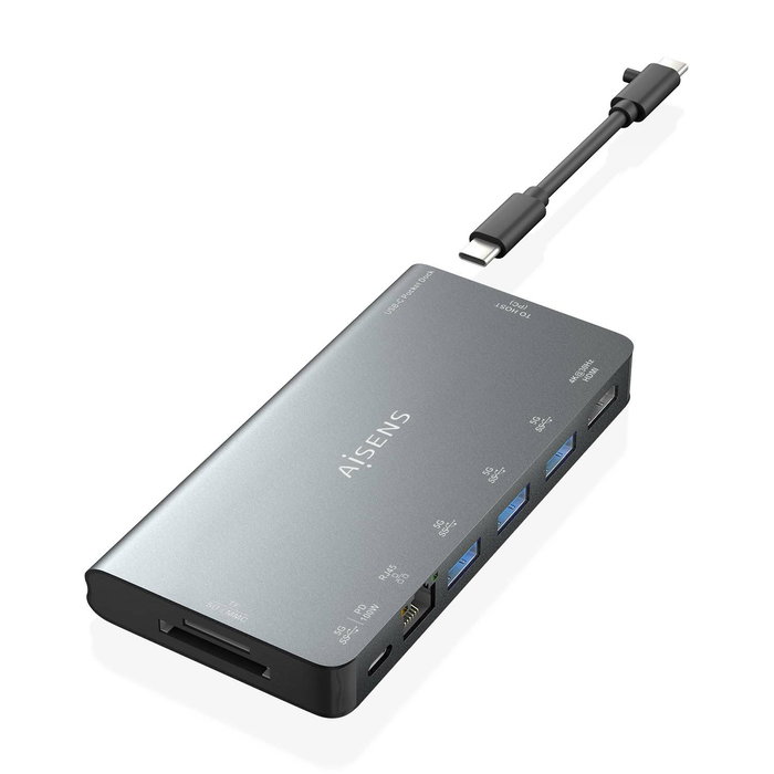 AISENS - USB-C DOCK 8 EN 1, USB-C A 1xHDMI, 1xRJ45, 3xUSB-A, 1xUSB-C DATOS+PD, 1xSD, 1xMICRO SD, GRIS, 10CM AISENS - USB-C DOCK 8 EN 1, USB-C A 1xHDMI, 1xRJ45, 3xUSB-A, 1xUSB-C DATOS+PD, 1xSD, 1xMICRO SD, GRIS, 10CM