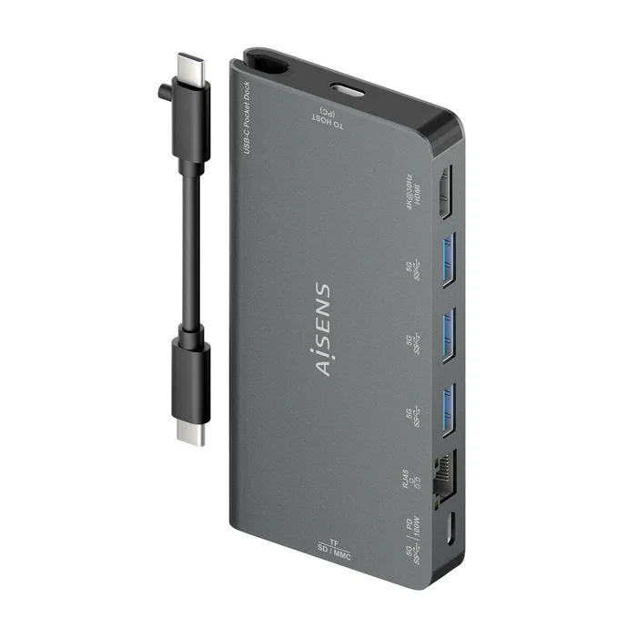 Aisens USB-C Dock 8 en 1 ASUC-8P015-GR Gris