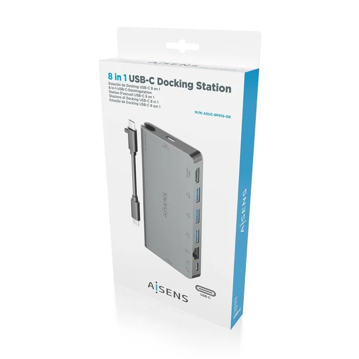 Aisens USB-C Dock 8 en 1 ASUC-8P015-GR Gris