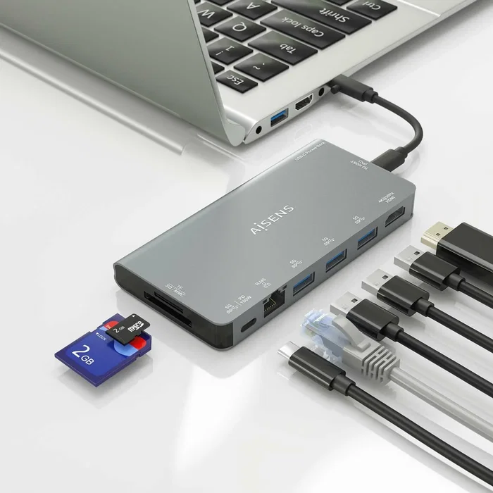 Aisens USB-C Dock 8 en 1 ASUC-8P015-GR Gris