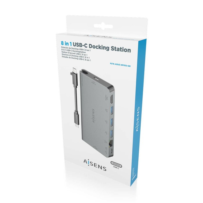 Aisens USB-C Dock 8 en 1 ASUC-8P015-GR Gris Aisens USB-C Dock 8 en 1 ASUC-8P015-GR Gris