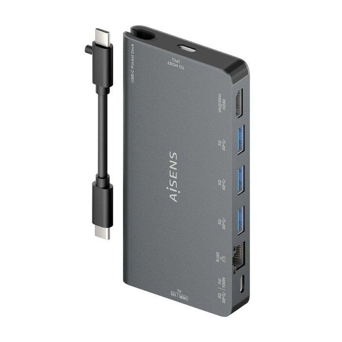 Aisens USB-C Dock 8 en 1 ASUC-8P015-GR Gris Aisens USB-C Dock 8 en 1 ASUC-8P015-GR Gris
