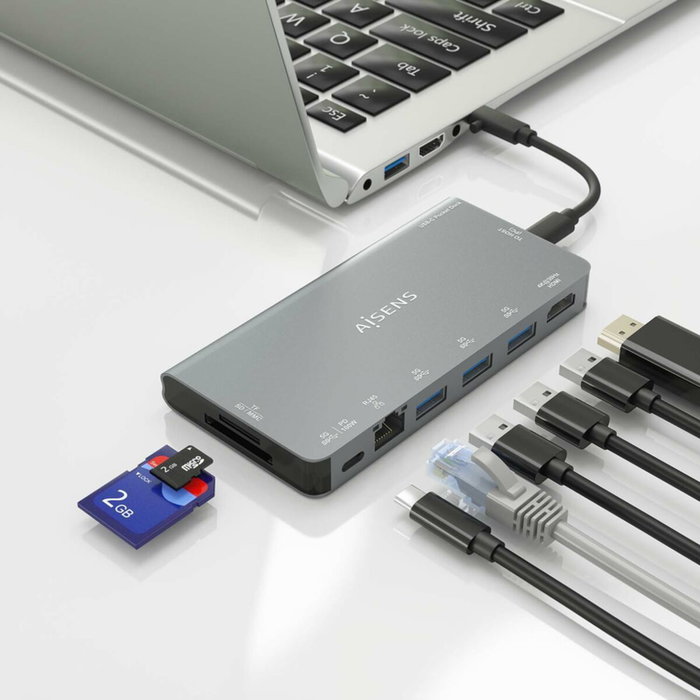 Aisens USB-C Dock 8 en 1 ASUC-8P015-GR Gris Aisens USB-C Dock 8 en 1 ASUC-8P015-GR Gris