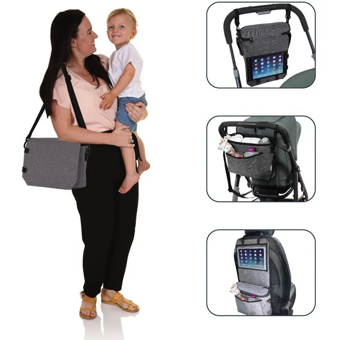 Dreambaby Bolso Cambiador de Viaje 3 en 1, Organizador para Cochecito y Silla de Coche con Soporte para Tablet y Aislante Térmico