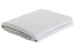 DKD Home Decor Colcha de Poliéster con Bordado Floral Blanco
