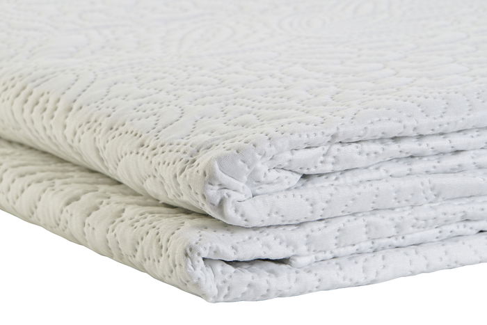 DKD Home Decor Colcha Romantico Blanco 260 x 180 cm Polyester Floral Para Cama 90-105 cm (2 Unidades)