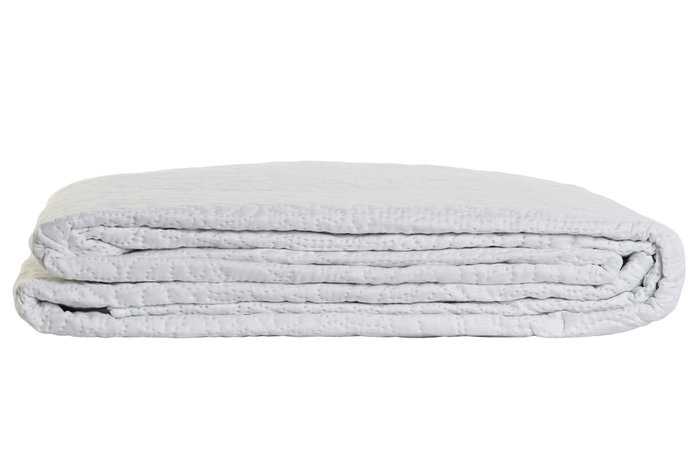 DKD Home Decor Colcha de Poliéster con Bordado Floral Blanco