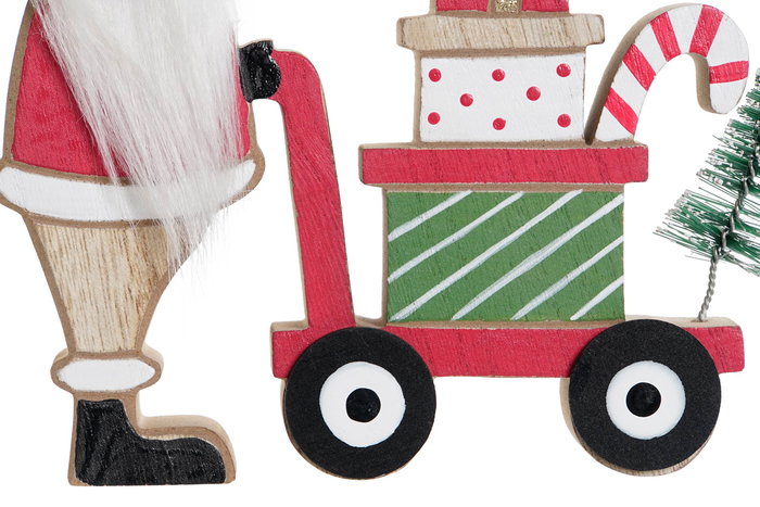 DKD Home Decor Figura Navidad Tradicional Papá Noel Rojo Verde Madera 2 x 13 x 15 cm (6 Unidades)