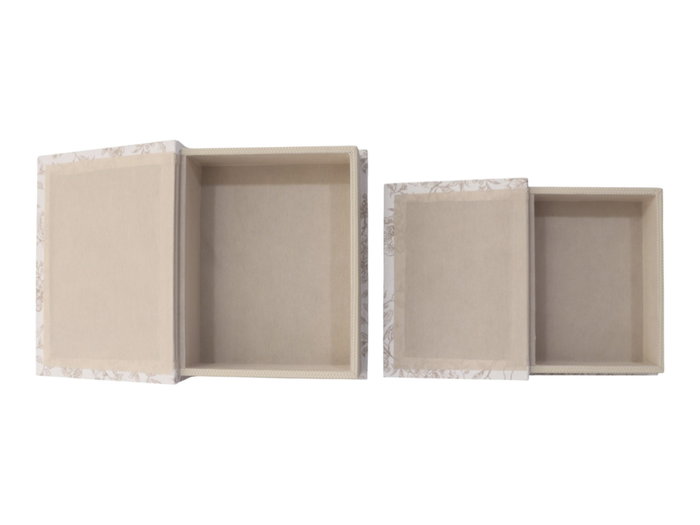 DKD Home Decor Set de 2 Cajas Decorativas Tapizadas en Lino Diseño Floral DKD Home Decor Set de 2 Cajas Decorativas Tapizadas en Lino Diseño Floral