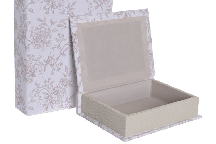 DKD Home Decor Set de 2 Cajas Decorativas Tapizadas en Lino Diseño Floral DKD Home Decor Set de 2 Cajas Decorativas Tapizadas en Lino Diseño Floral