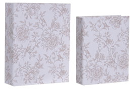 DKD Home Decor Set de 2 Cajas Decorativas Tapizadas en Lino Diseño Floral