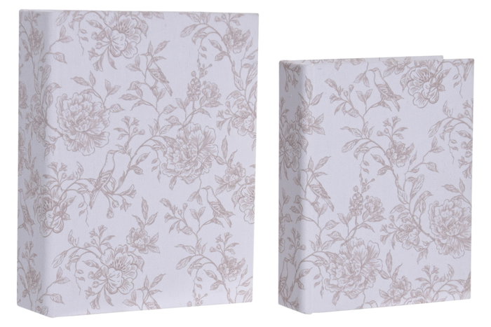 DKD Home Decor Set de 2 Cajas Decorativas Tapizadas en Lino Diseño Floral DKD Home Decor Set de 2 Cajas Decorativas Tapizadas en Lino Diseño Floral