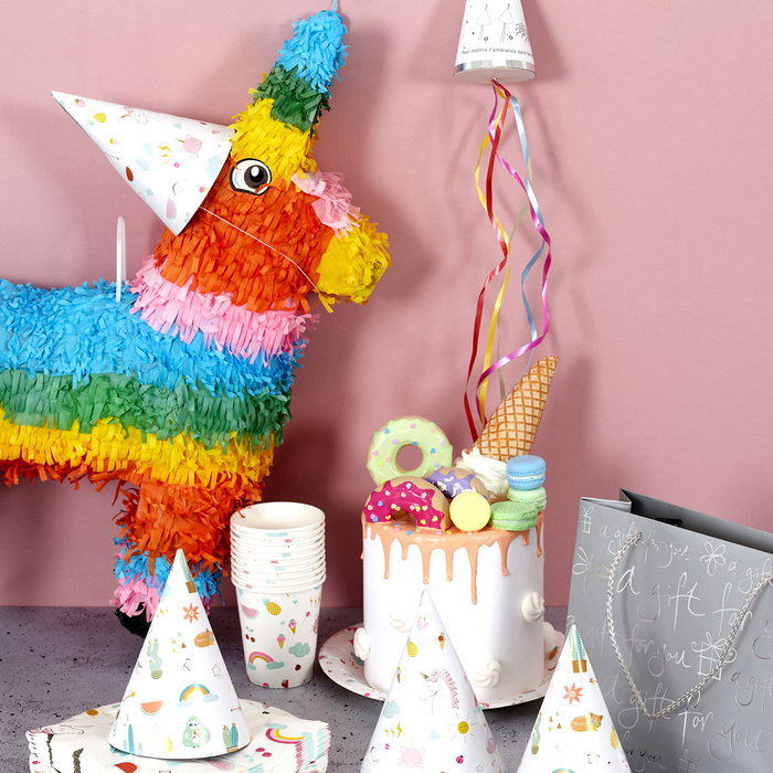 Party Time Cono de Serpentinas Surtidas para Fiestas - Rosas, Azules y Arco Iris