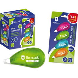 Bismark - Cinta Correctora Mini 5 mm x 6 m Blister, Neon, Para Fax, Fotocopia, Impresora y Escritura