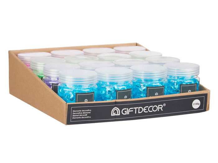 Giftdecor Bote 150gr Diamante Med Surtidos Colores 6.5x8x6.5cm (Set de 32)