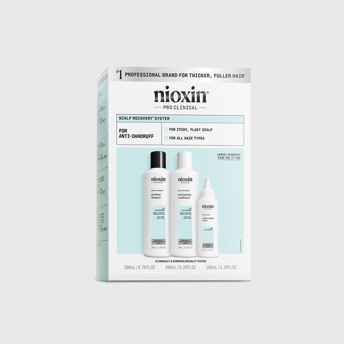 Nioxin SCALP RECOVERY - Kit Anticaspa para Cuero Cabelludo Descamado y con Picor - 3 Unidades