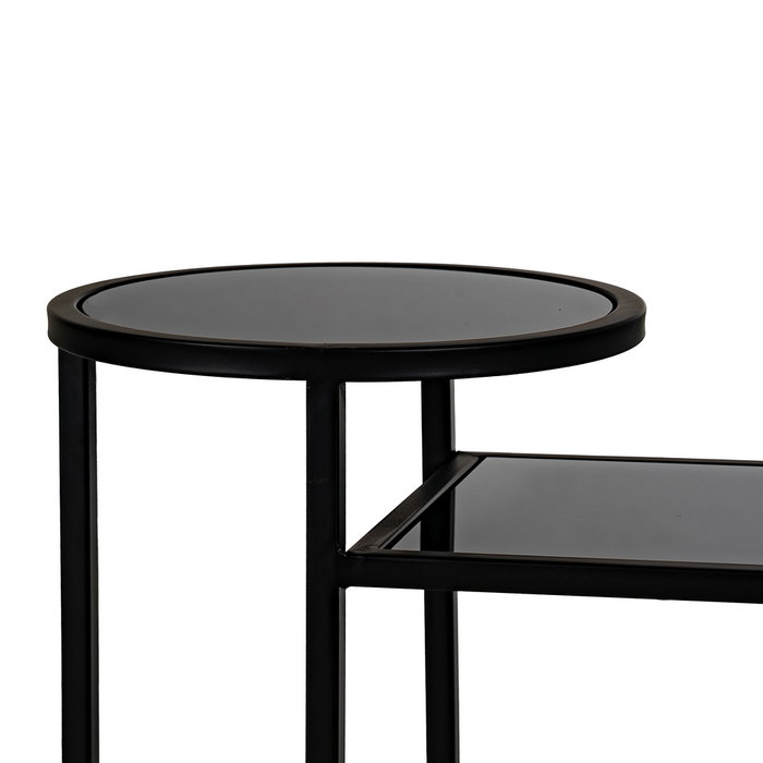 Consola Negro Metal-Cristal 101 X 30 X 83 cm