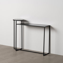 Ixia Consola de Metal y Cristal Negro 101 x 30 x 83 cm