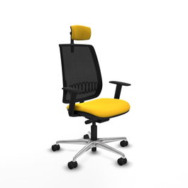 PIQUERAS Y CRESPO Alares Silla de Oficina con Traslack Malla Negra y Similpiel Amarillo
