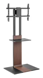 AISENS Soporte de Suelo para Monitor/TV 37-86 con Bandeja DVD, 50 kg, Negro-Marrón