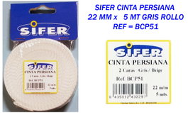SIFER Cinta Persiana 22 mm x 5 mt Gris/Beige