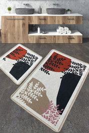 Mijölnir Juego de Alfombras de Baño Antideslizantes Antibacterianas Suaves 2 Piezas 60x100 cm y 50x60 cm 100% Poliéster