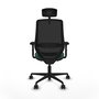Silla de oficina Mardos con mecanismo Sincro/Traslack tapizada con Tela color Verde botella y malla color Negro. Equipada con lumbar 1D, Brazos 2D, Cabecero 2D y Ruedas 65mm nailon