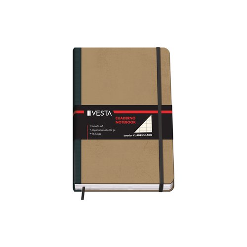 Cuaderno Vesta Nature A5 96H 80Gr. Cuadrc.5X5 Con Goma