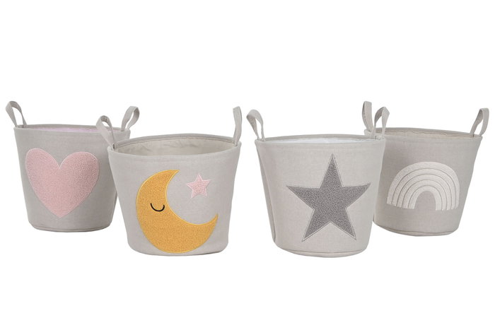 DKD Home Decor Cesta de Poliéster Multicolor Surtido de 4 Unidades