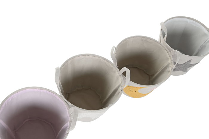 DKD Home Decor Cesta de Poliéster Multicolor Surtido de 4 Unidades