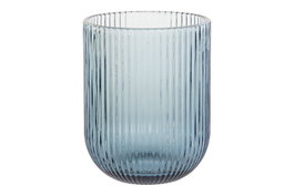 DKD Home Decor Set de 6 Vasos de Cristal Rayado Azul 240ml