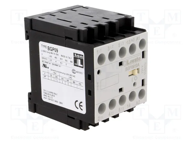 LOVATO ELECTRIC Contactor BG 3-polar 9A 230VAC